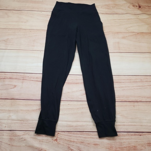 lululemon athletica Pants - Lululemon Jogger Pants Womens 4 Black High Rise Pockets Cuffed Yoga Leggings